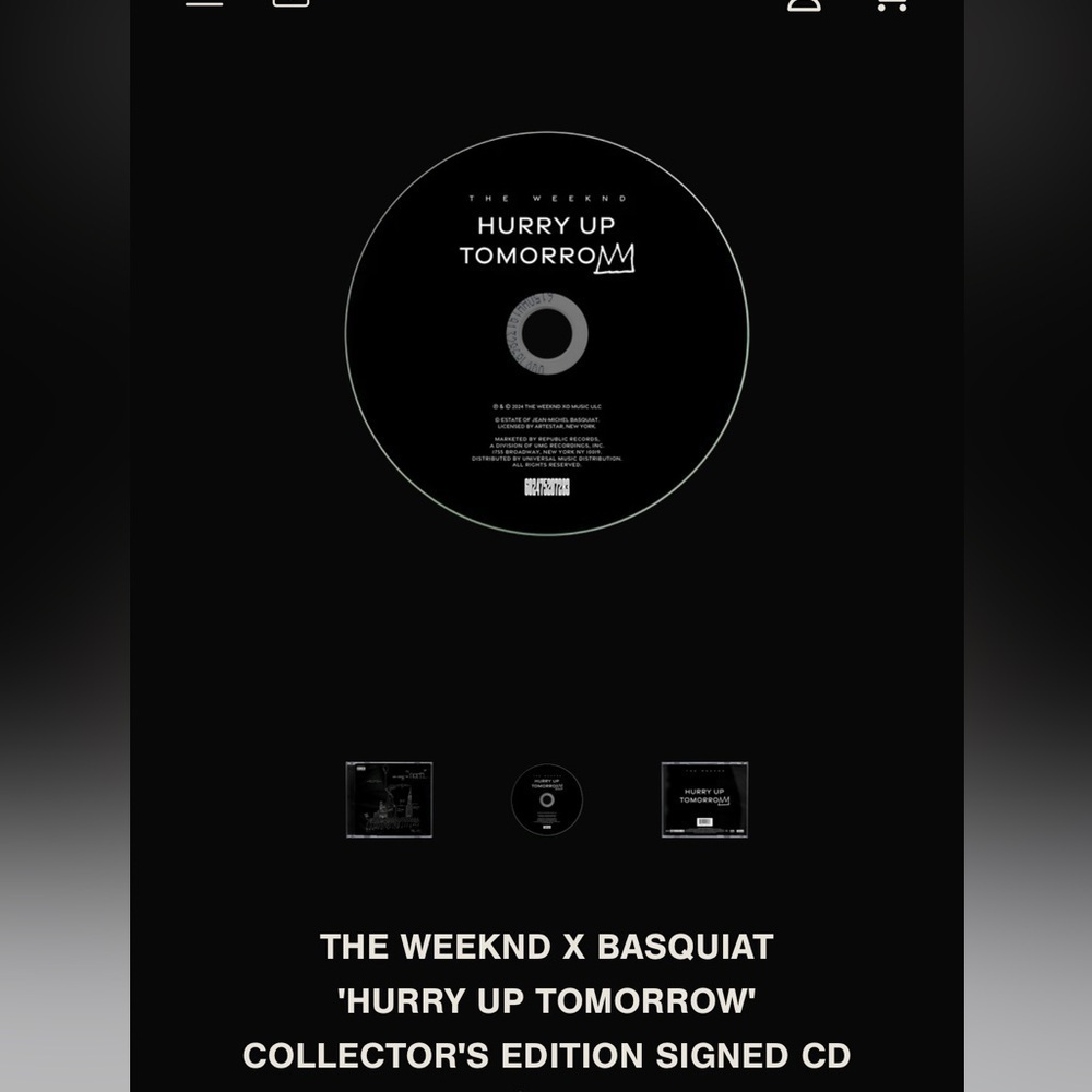 THE WEEKND X BASQUIAT “Hurry Up Tomorrow” Limited Edition CD Signed Insert 2025 - Picture 5 of 5